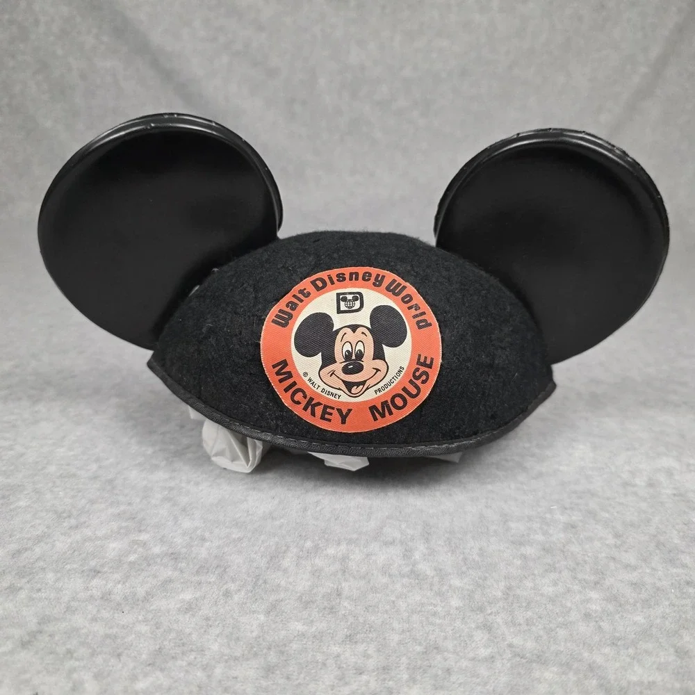 Vintage Walt Disney World Mickey‎ Mouse Ear Hat Black Felt Souvenir Adult Cap